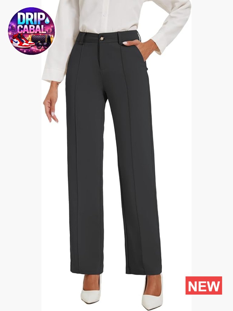 Stretchy Straight Leg Work Pants With Boot Cut For Office